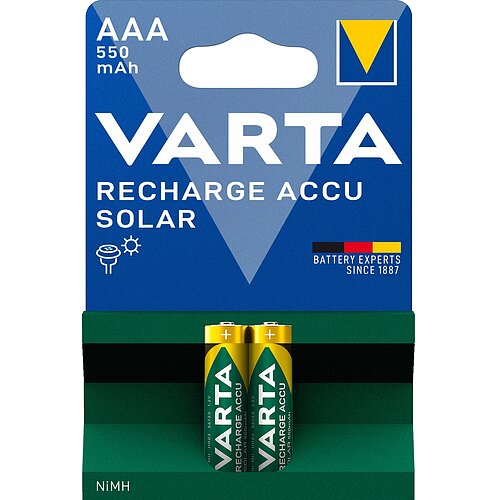 2x Varta NiMH AAA Micro 550mAh HR03 Akku für Solar Anwendungen 2x Varta NiMH AAA Micro 550mAh HR03 Akku für Solar Anwendungen