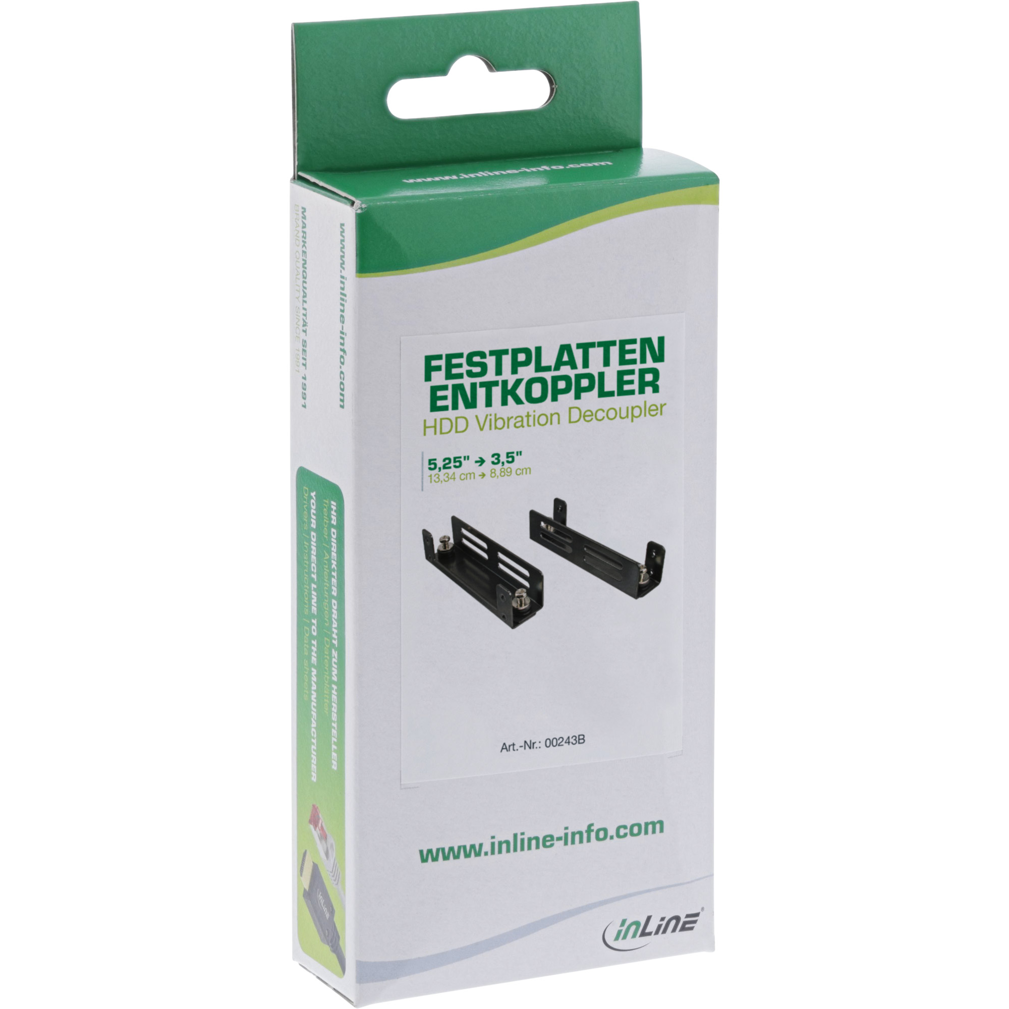 Inline® Festplatten-Entkoppler, 13,34cm (5,25") zu 8,89cm (3,5"), schwarz Inline® Festplatten-Entkoppler, 13,34cm (5,25") zu 8,89cm (3,5"), schwarz