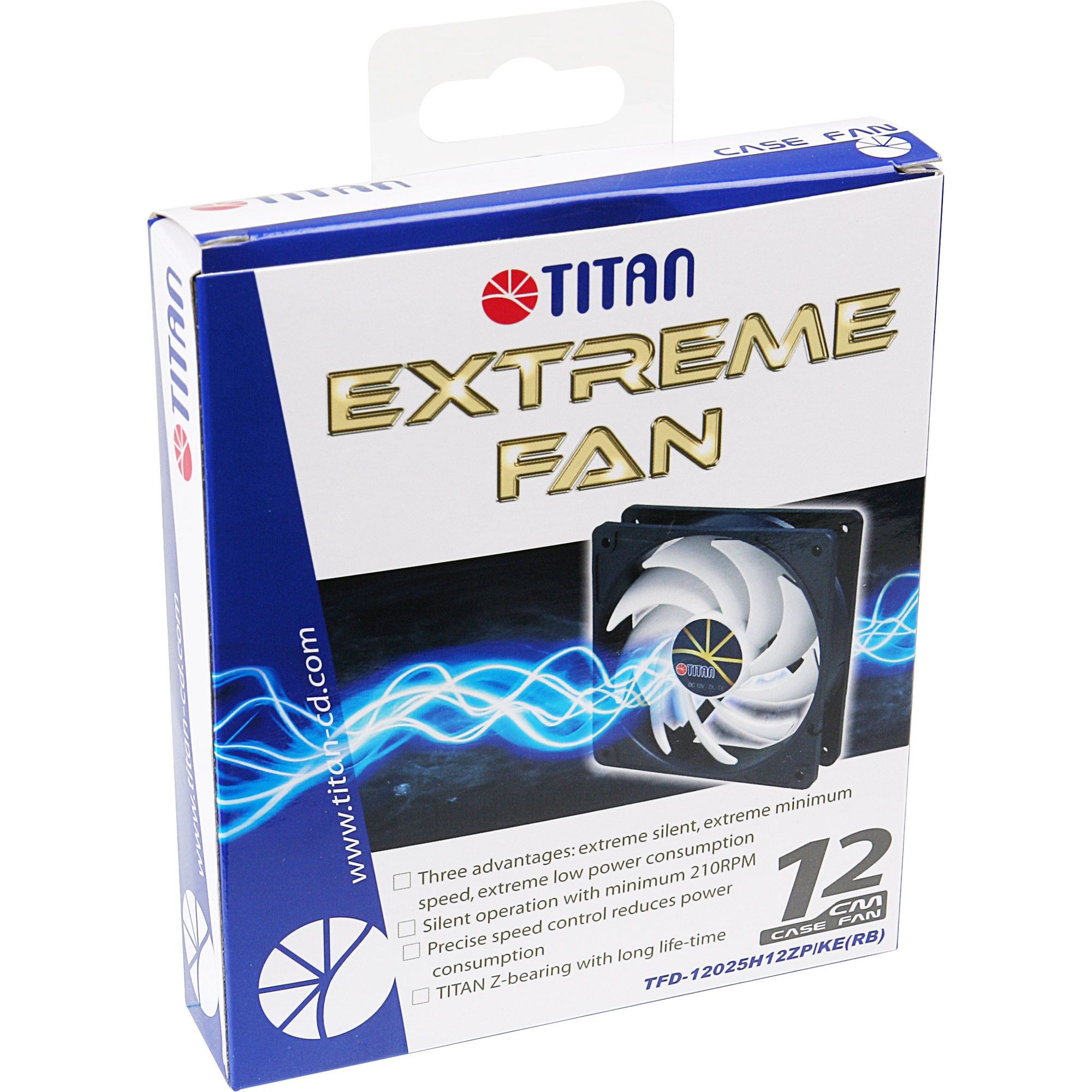 Titan TFD-12025H12ZP/KE(RB) Lüfter 120x120x25mm, Extreme Fan, mit PWM, leise Titan TFD-12025H12ZP/KE(RB) Lüfter 120x120x25mm, Extreme Fan, mit PWM, leise