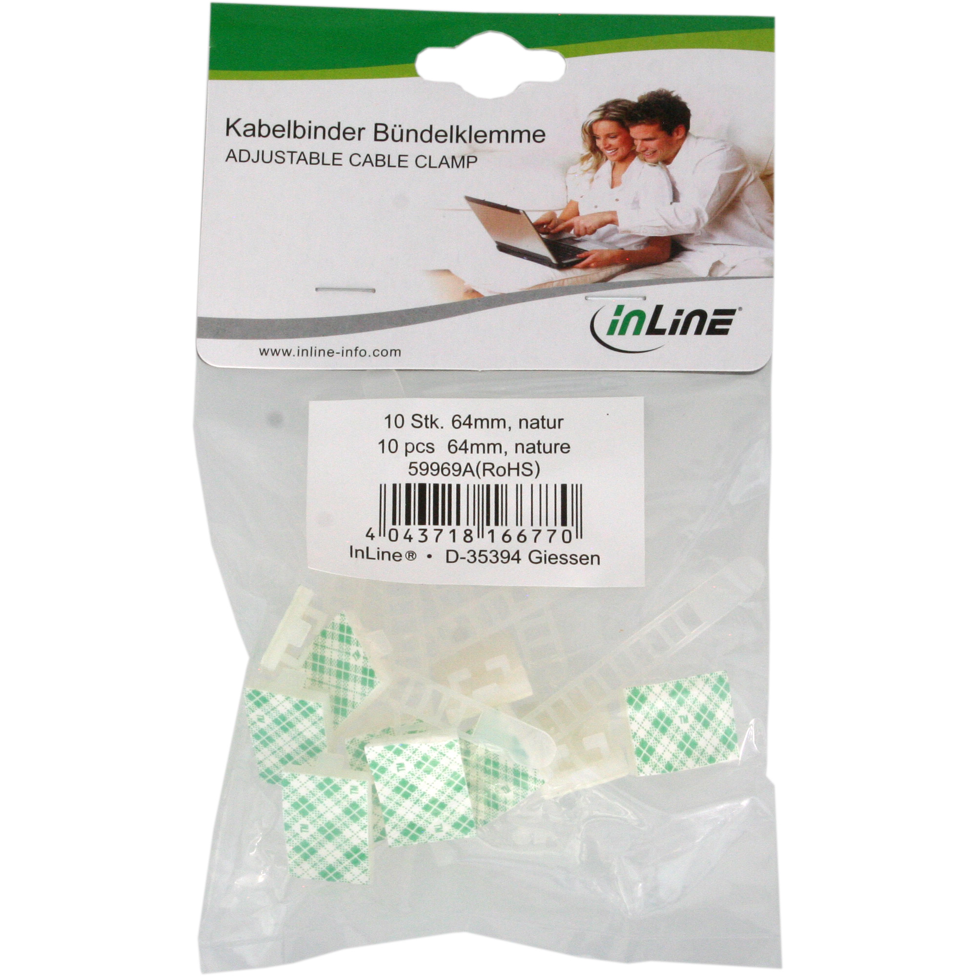 Inline® Kabelbinder Bündelklemme 64mm, natur, 10 Stück
