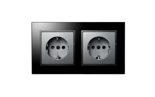 Steckdosen Set McPower Flair ''Beginner 2S-Style Profi'' anthrazit, Glasrahmen, Steckanschluss