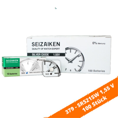 100x SR521SW SR63 379 Silberoxid Batterie Seizaiken 1,55 V 100x SR521SW SR63 379 Silberoxid Batterie Seizaiken 1,55 V