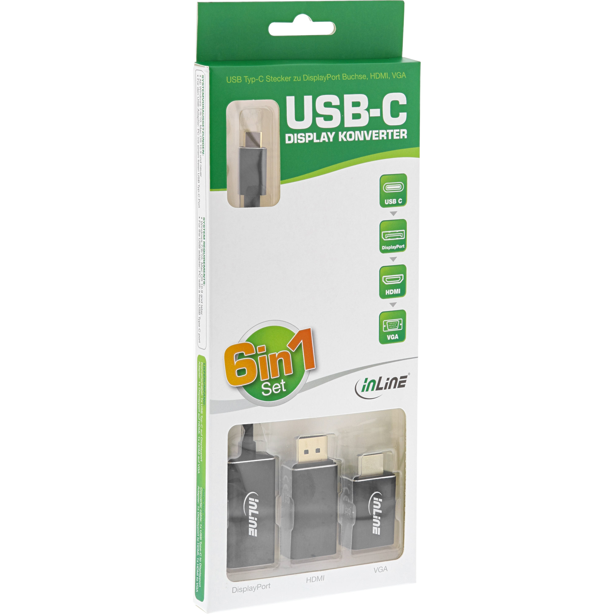 Inline® USB Display Konverter Set 6-in-1, 4K/60Hz schwarz