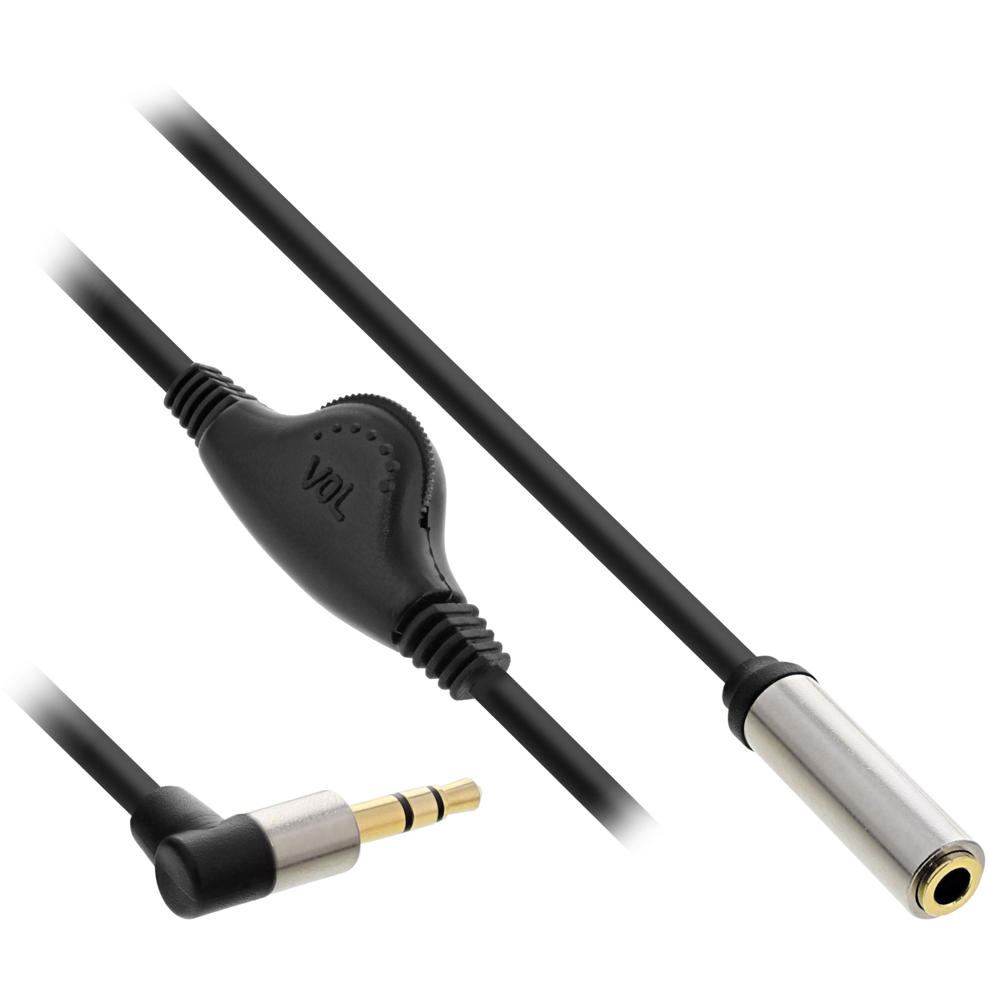 Inline® Slim Audio Kabel Klinke 3,5mm ST gewinkelt / BU, mit Lautstärkeregler