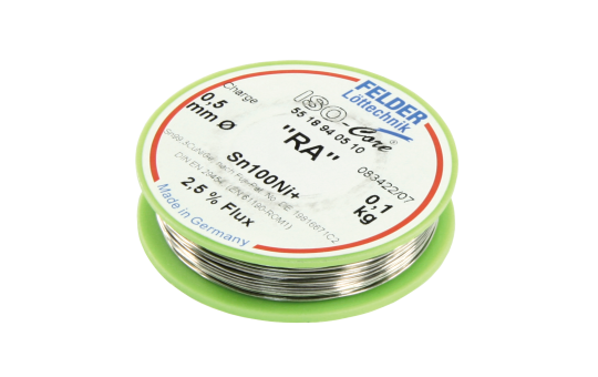 Lötzinn auf Rolle FELDER ISO-Core ''RA'', 0,5mm, 100g, bleifrei(Sn100%Ni+)