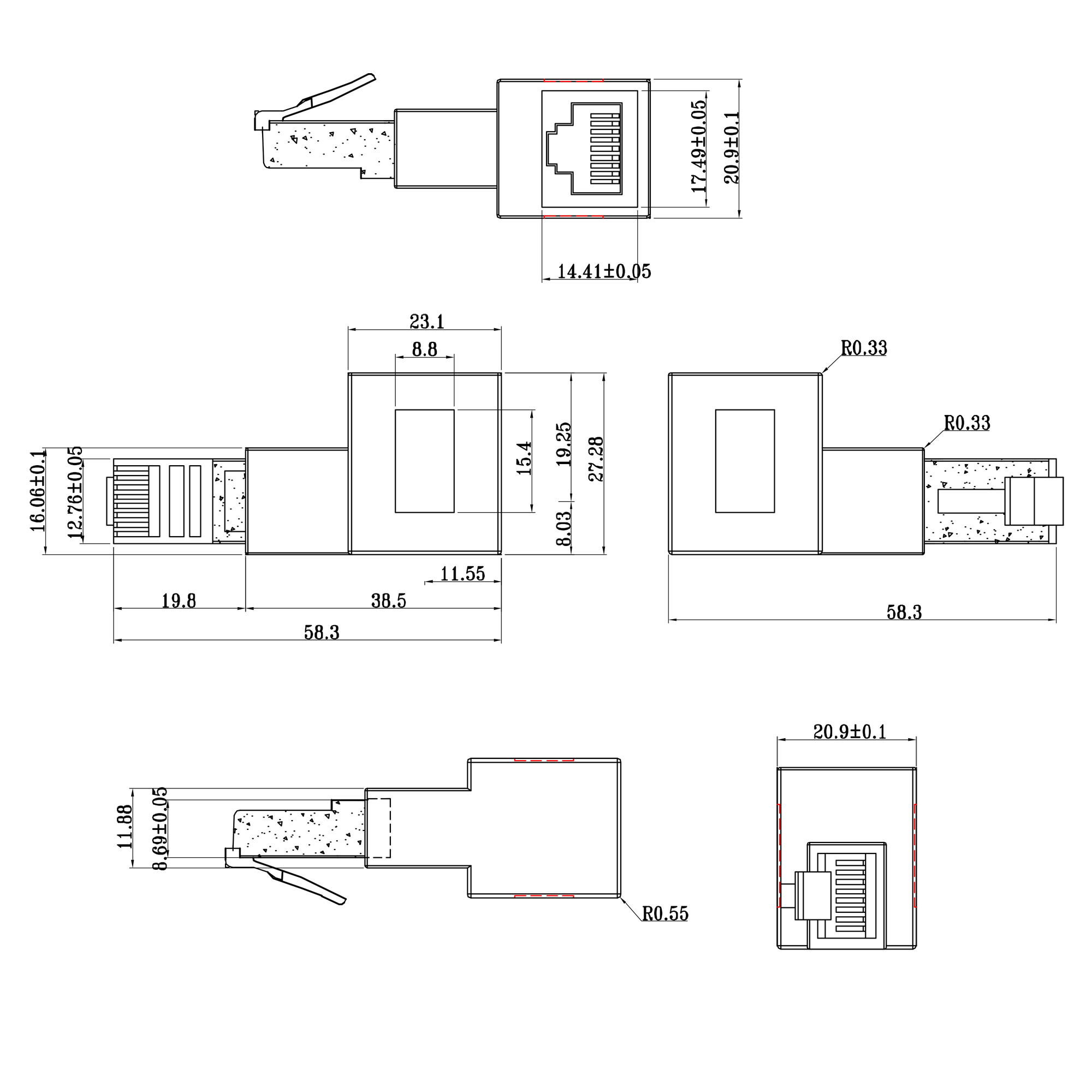 Inline® Patchkabel-Adapter Cat.6A, RJ45 Stecker/Buchse, 90° rechts gewinkelt Inline® Patchkabel-Adapter Cat.6A, RJ45 Stecker/Buchse, 90° rechts gewinkelt