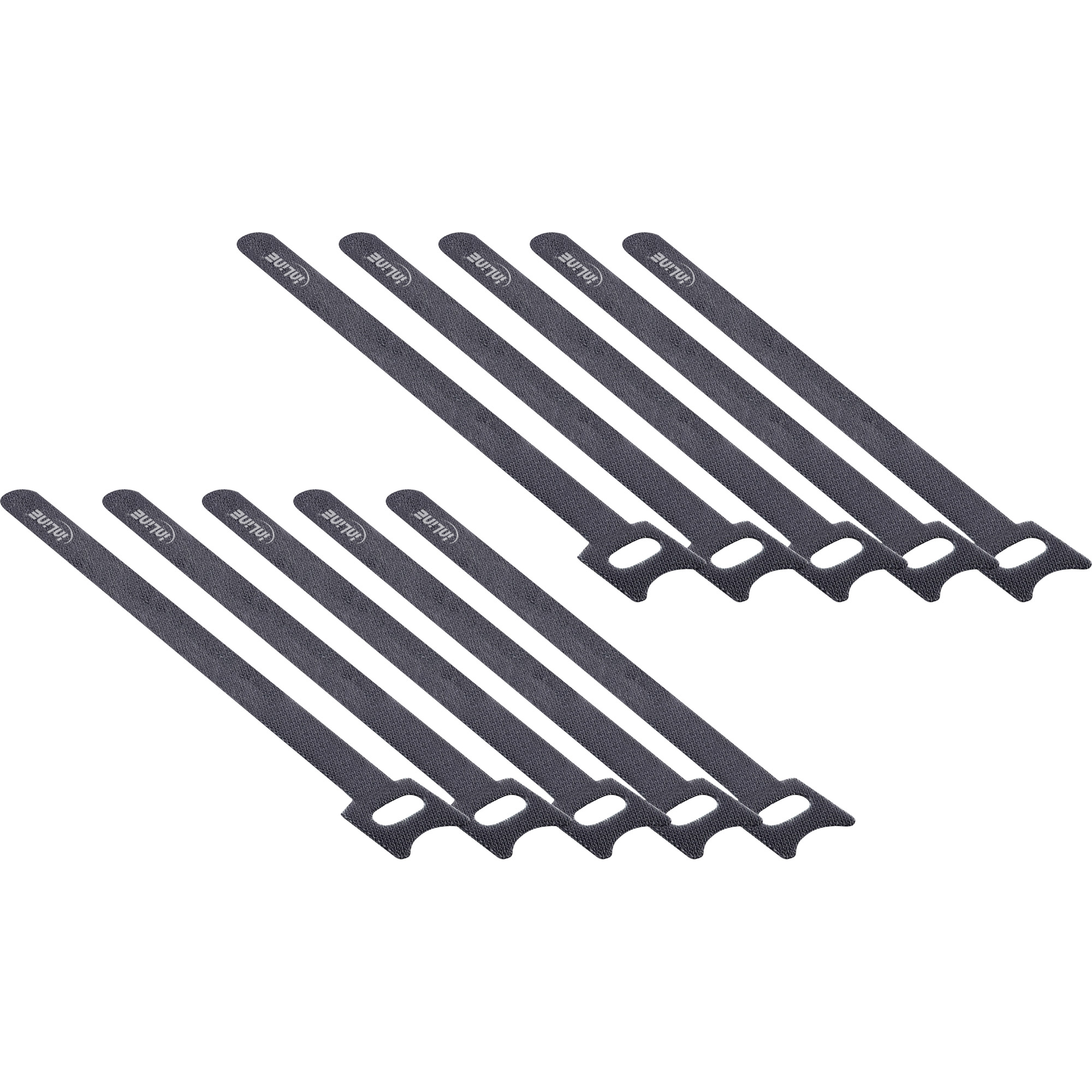 Inline® Kabelbinder 180x12mm, Klett-Verschluss, 10er, schwarz