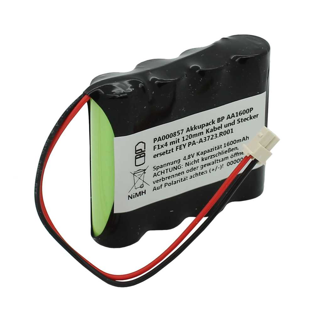 Akkupack NiMH 4,8V 1600mAh BP AA1600P F1x4 mit 120mm Kabel und Stecker ersetzt FEY PA-A3723.R001 Akkupack NiMH 4,8V 1600mAh BP AA1600P F1x4 mit 120mm Kabel und Stecker ersetzt FEY PA-A3723.R001