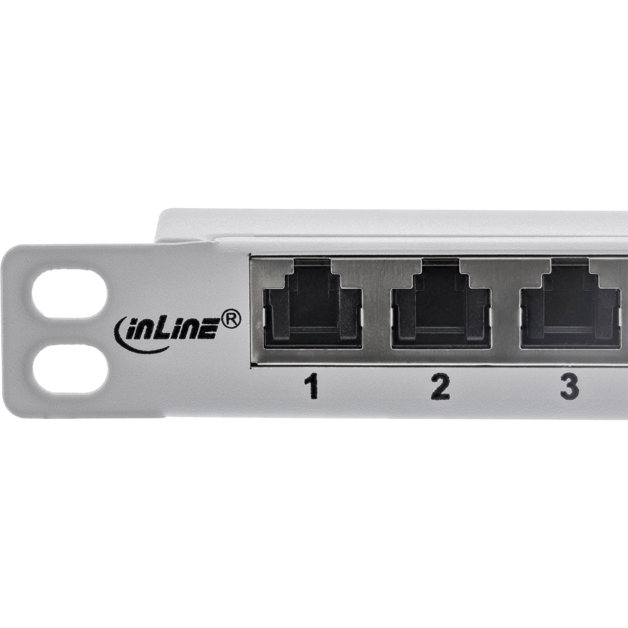 Inline® 10" Patchfeld Cat.6A 0,5HE 12-fach, lichtgrau, RAL7035, mit Staubschutz