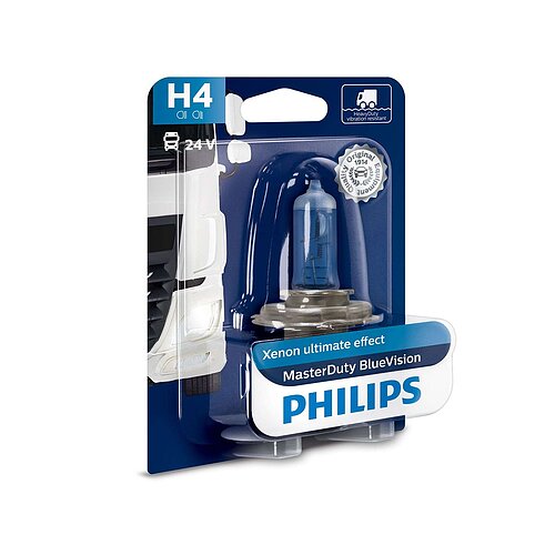 H4 24V 75/70W P43T 24V Halogen MasterDuty BlueVision 1St Philips
