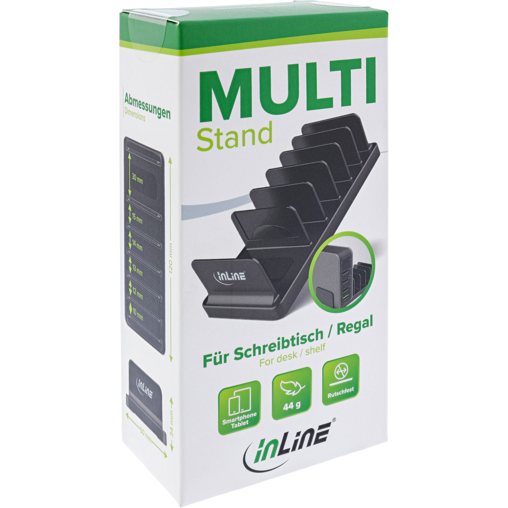 Inline® Multi-Stand mit 6 Fächern für Schreibtisch / Regal, schwarz