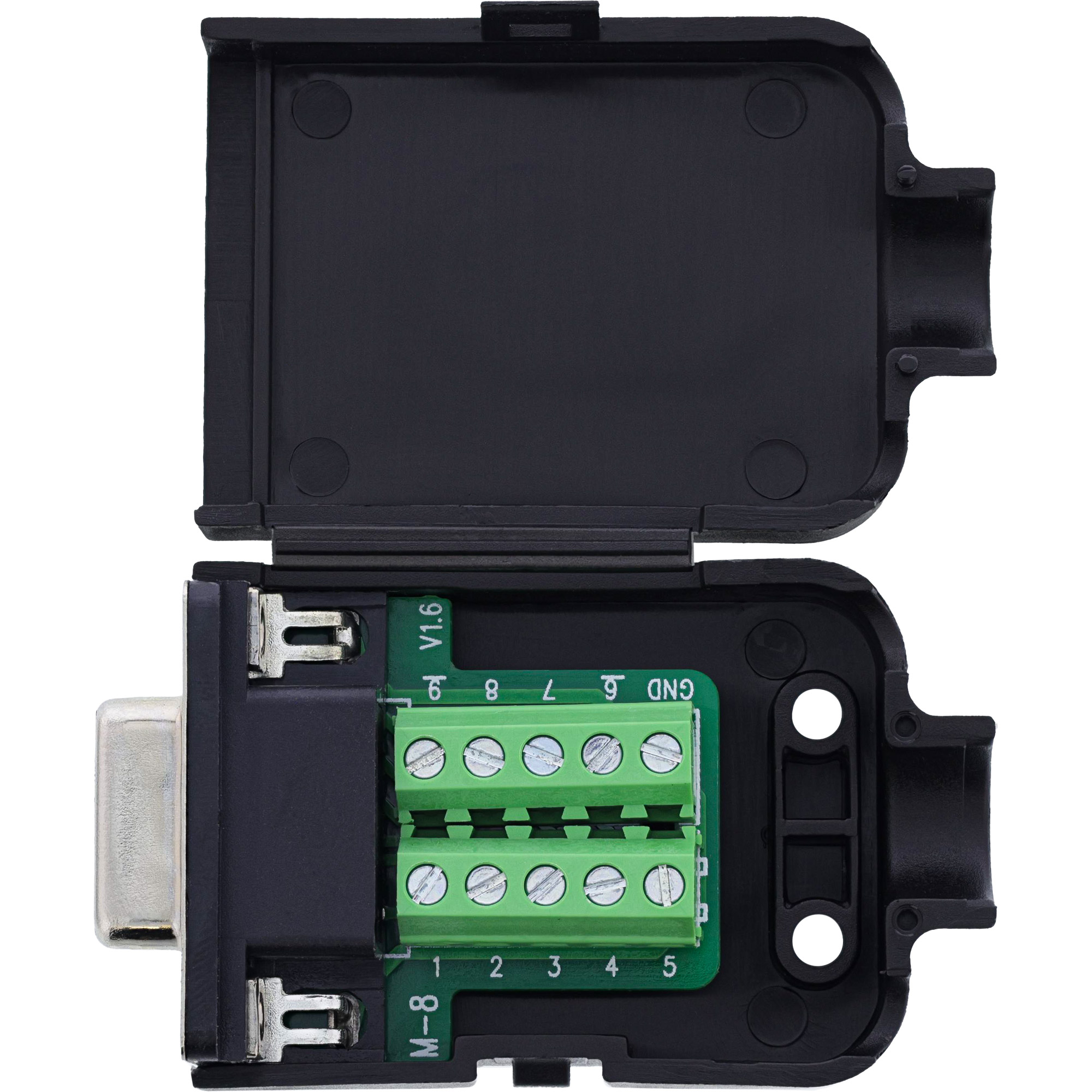 InLine® D-Sub 9 Breakout-Terminalblock, Buchse, Schraubklemme , Rändelschraube