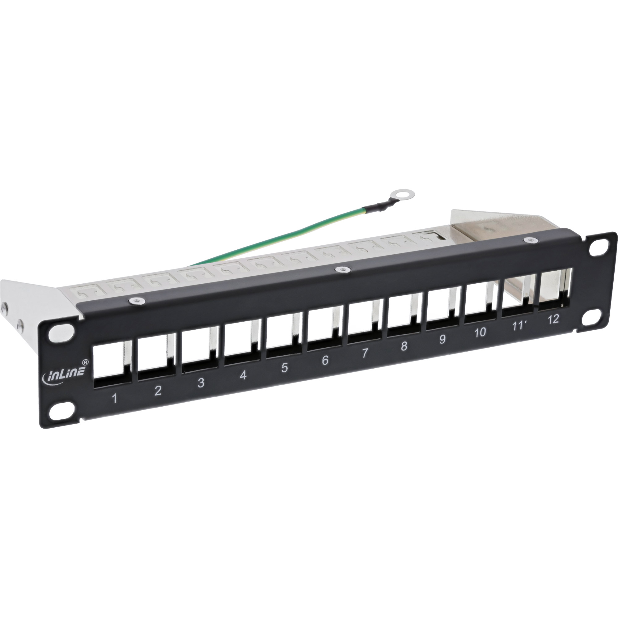 Inline® 10" Patchpanel Leerblech 12x, für Keystone Module, 1HE, RAL9005 schwarz