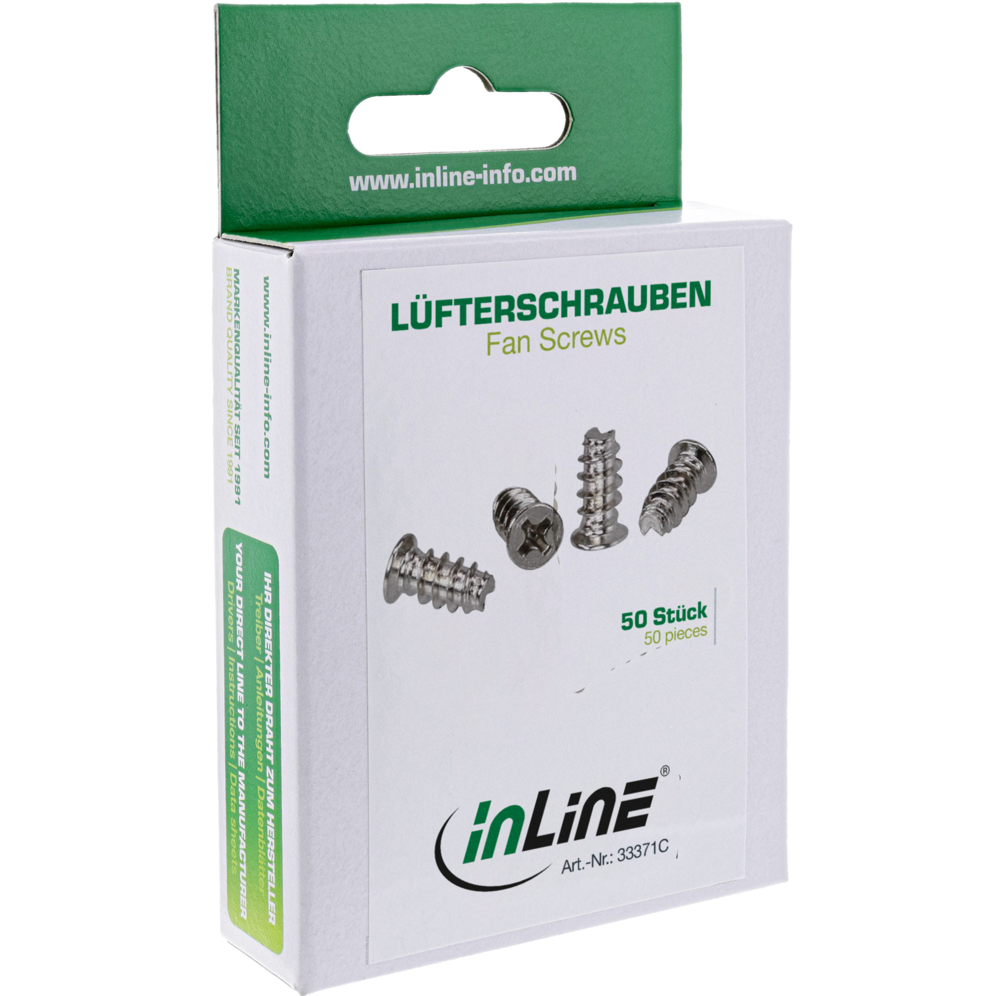 Inline® Lüfterschrauben, 5,0x10,0mm, silbern 50er Pack