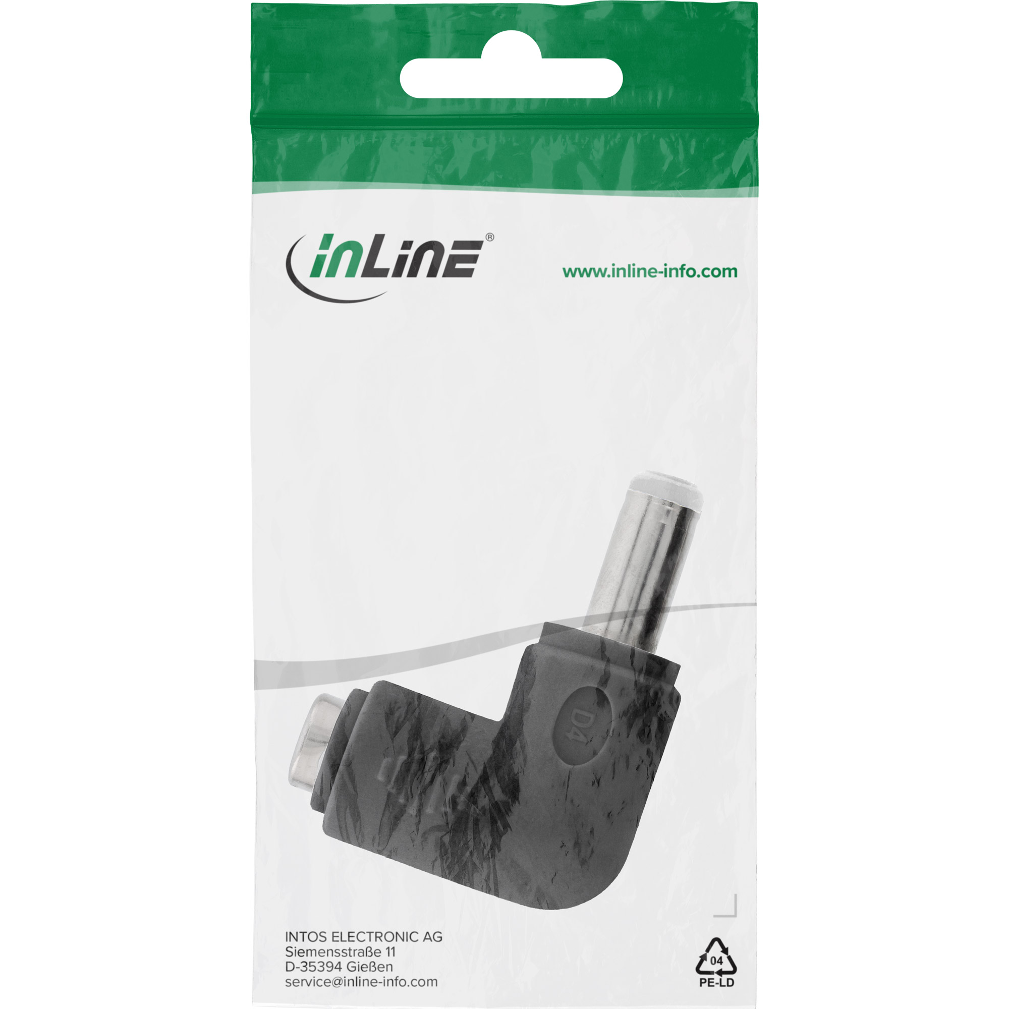 Inline® DC Adapter, 5,5x2,5mm DC Hohlstecker Stecker / Buchse gewinkelt