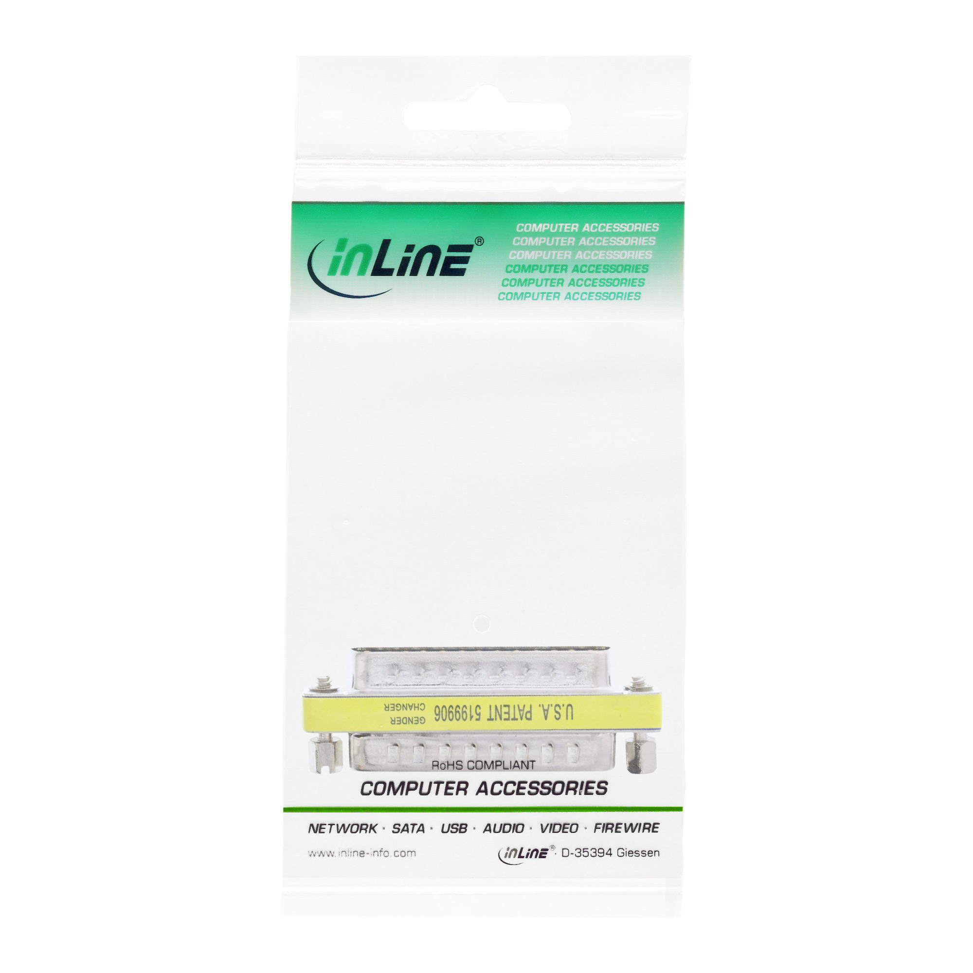 Inline® Mini-Gender-Changer, 25pol Sub D Stecker / Stecker