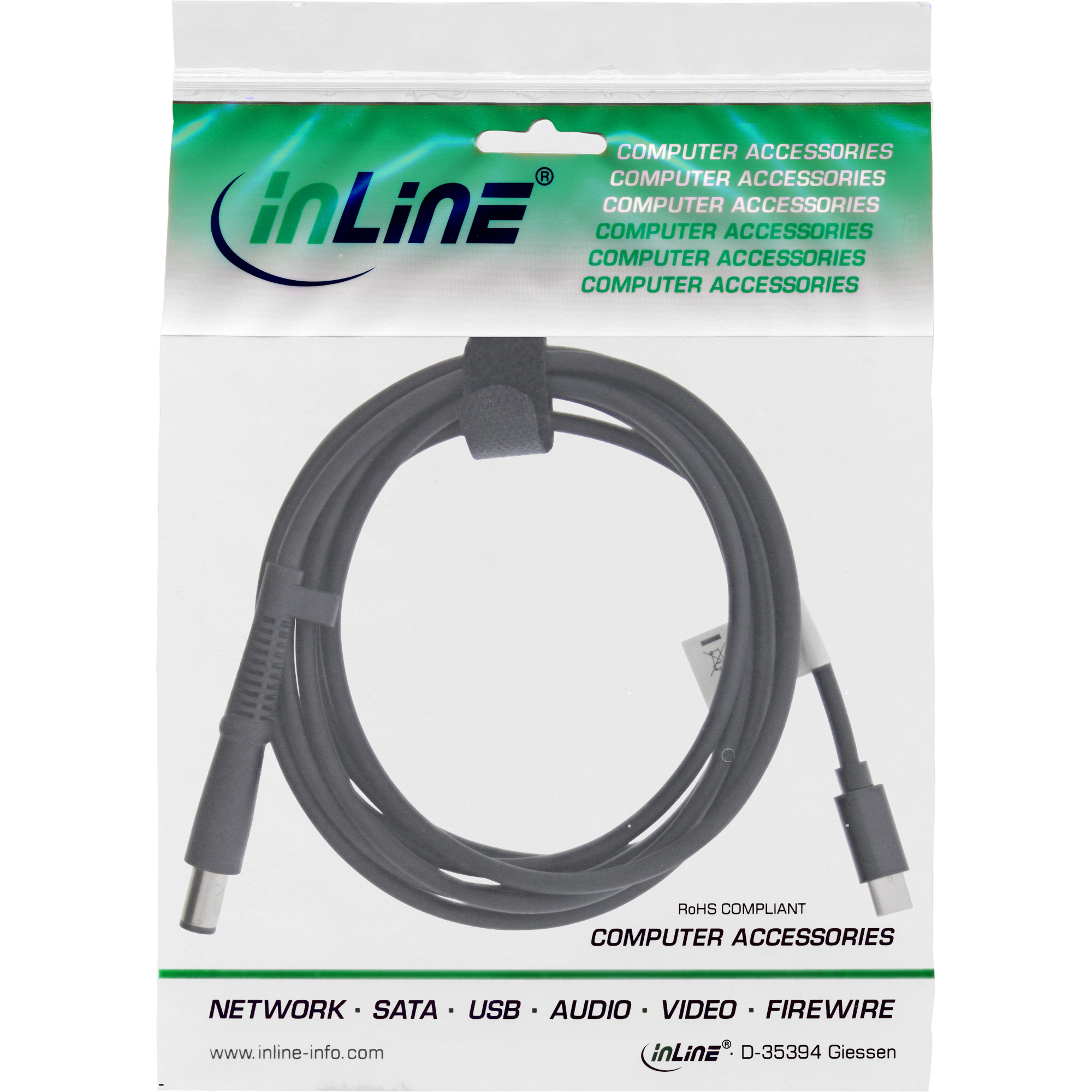Inline® USB-C zu HP Notebook (rund/groß) Ladekabel, 2m