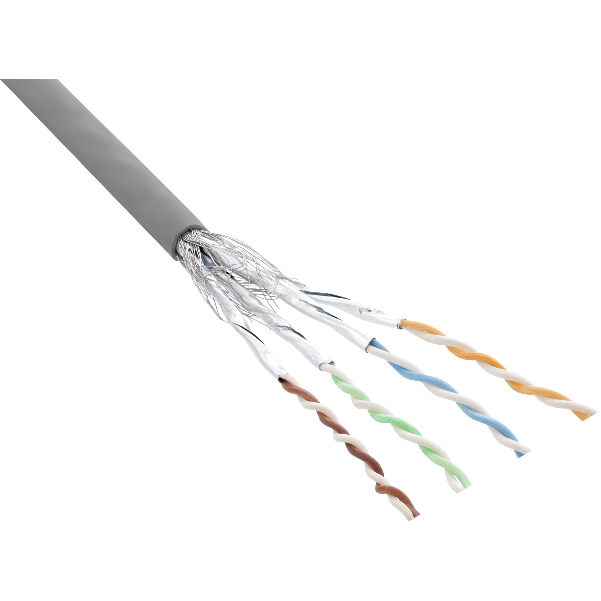 Inline® Patchkabel Cat.6 S/FTP (PiMf), grau, AWG27, PVC, CU, 100m