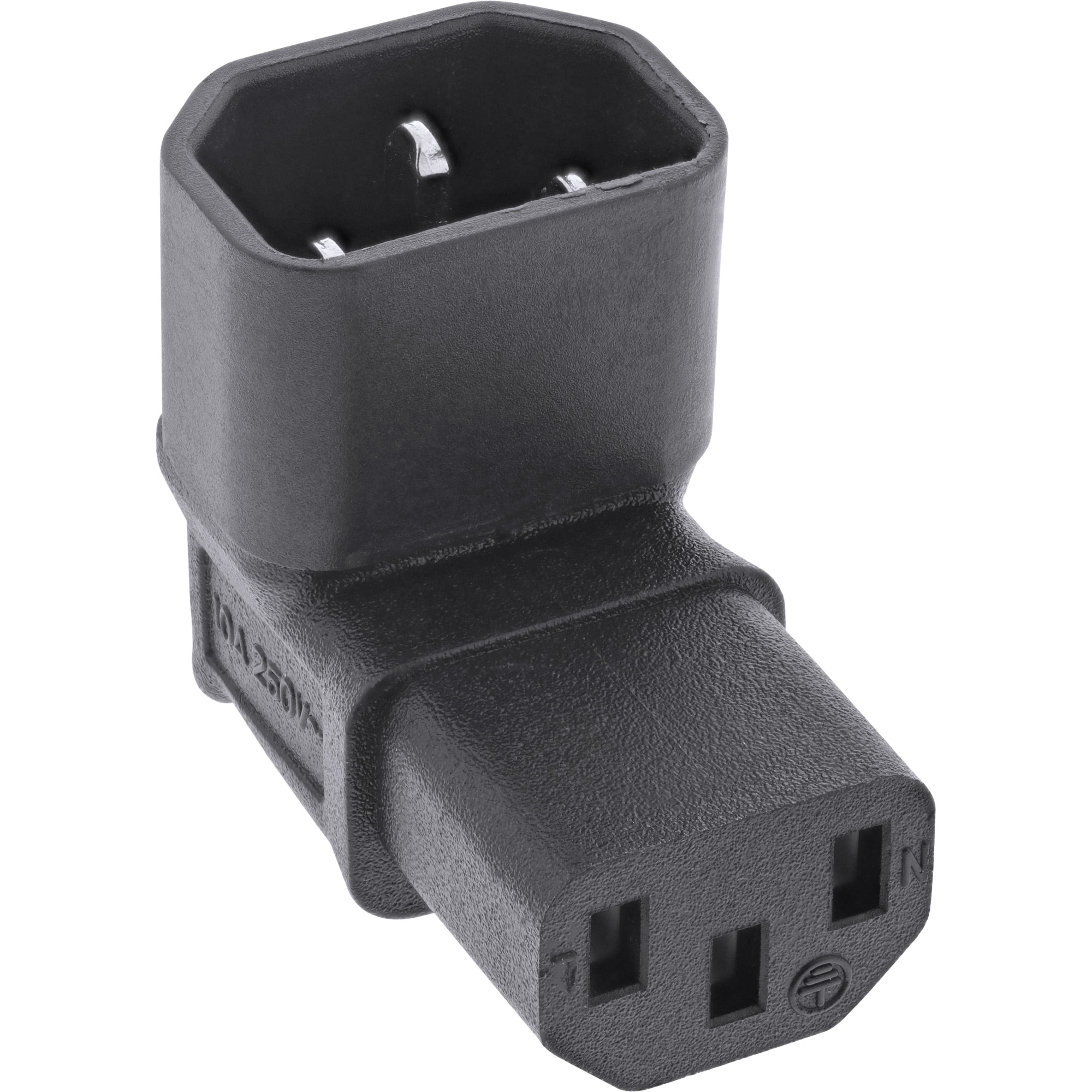 Inline® Netzadapter IEC 60320 C14 / C13, oben/unten gewinkelt, 3pol. Kaltgeräte