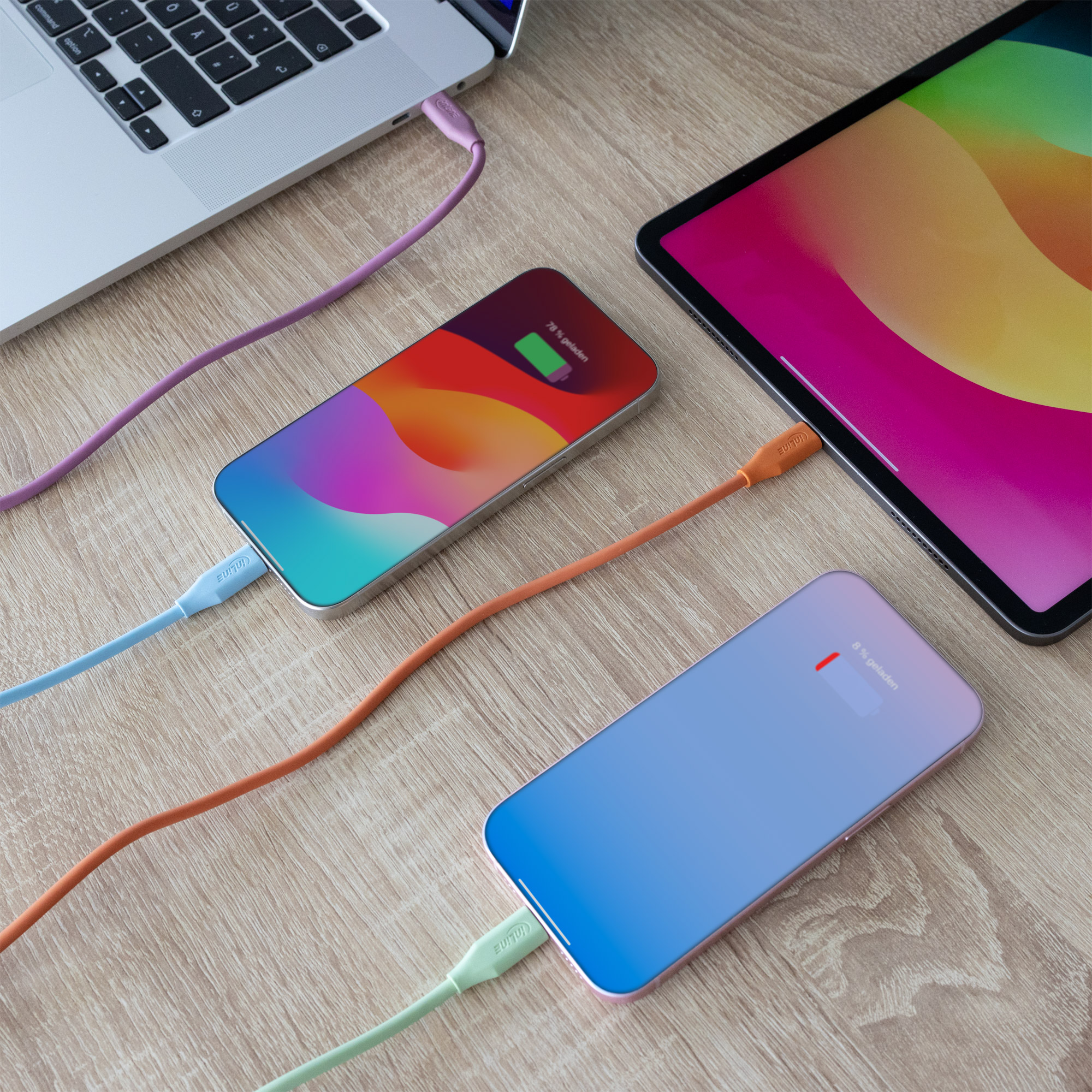 InLine® "Colour your Charge" USB-C Schnellladekabel 100W Orange 2m