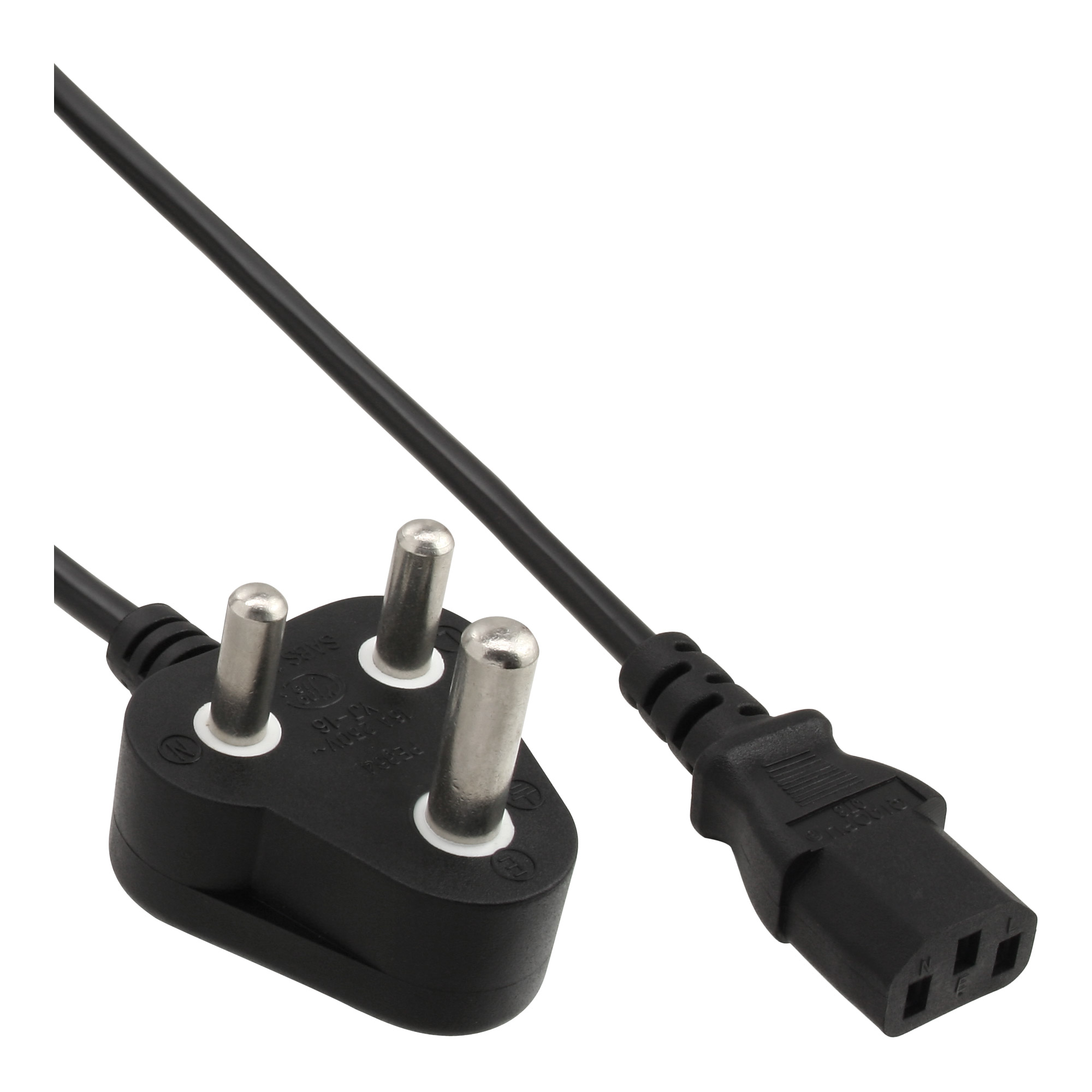 1.8m - Inline® Netzkabel, Netzst. Südafrika 10A Typ M auf Kaltgerätestecker C13 1.8m - Inline® Netzkabel, Netzst. Südafrika 10A Typ M auf Kaltgerätestecker C13