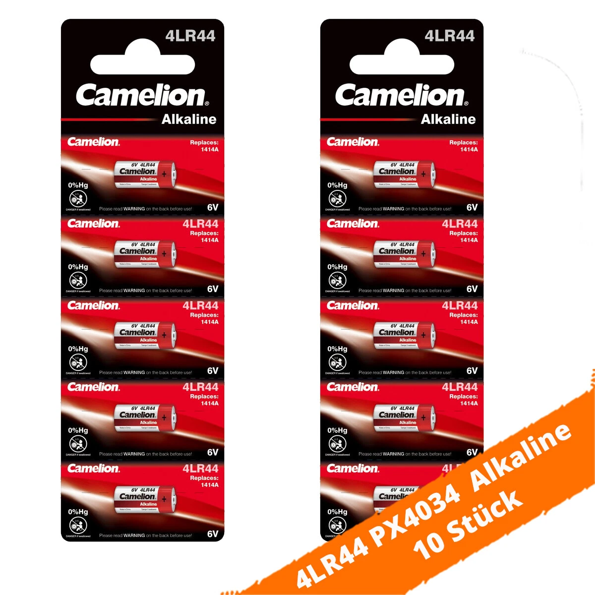 10x Camelion 4LR44 4034PX Alkaline 6V Batterie