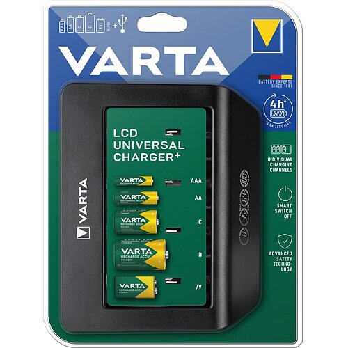 NiMH Akku Universal LCD Ladegerät 0,45A Varta 57688 für AA Mignon AAA Micro Baby C Mono D 9V Block NiMH Akku Universal LCD Ladegerät 0,45A Varta 57688 für AA Mignon AAA Micro Baby C Mono D 9V Block