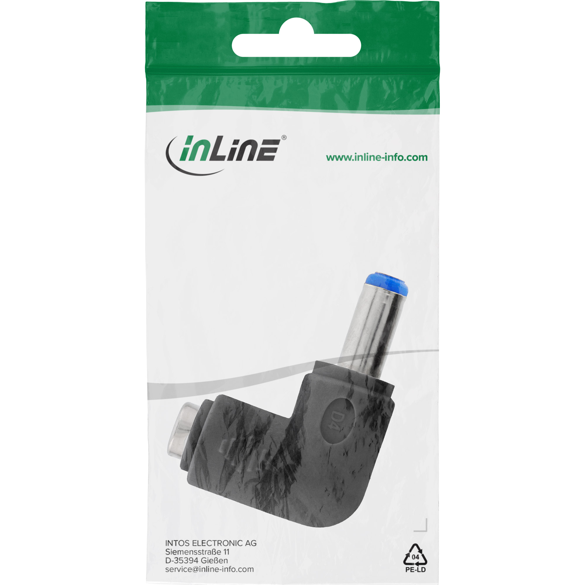 Inline® DC Adapter, 5,5x2,1mm DC Hohlstecker Stecker / Buchse gewinkelt Inline® DC Adapter, 5,5x2,1mm DC Hohlstecker Stecker / Buchse gewinkelt