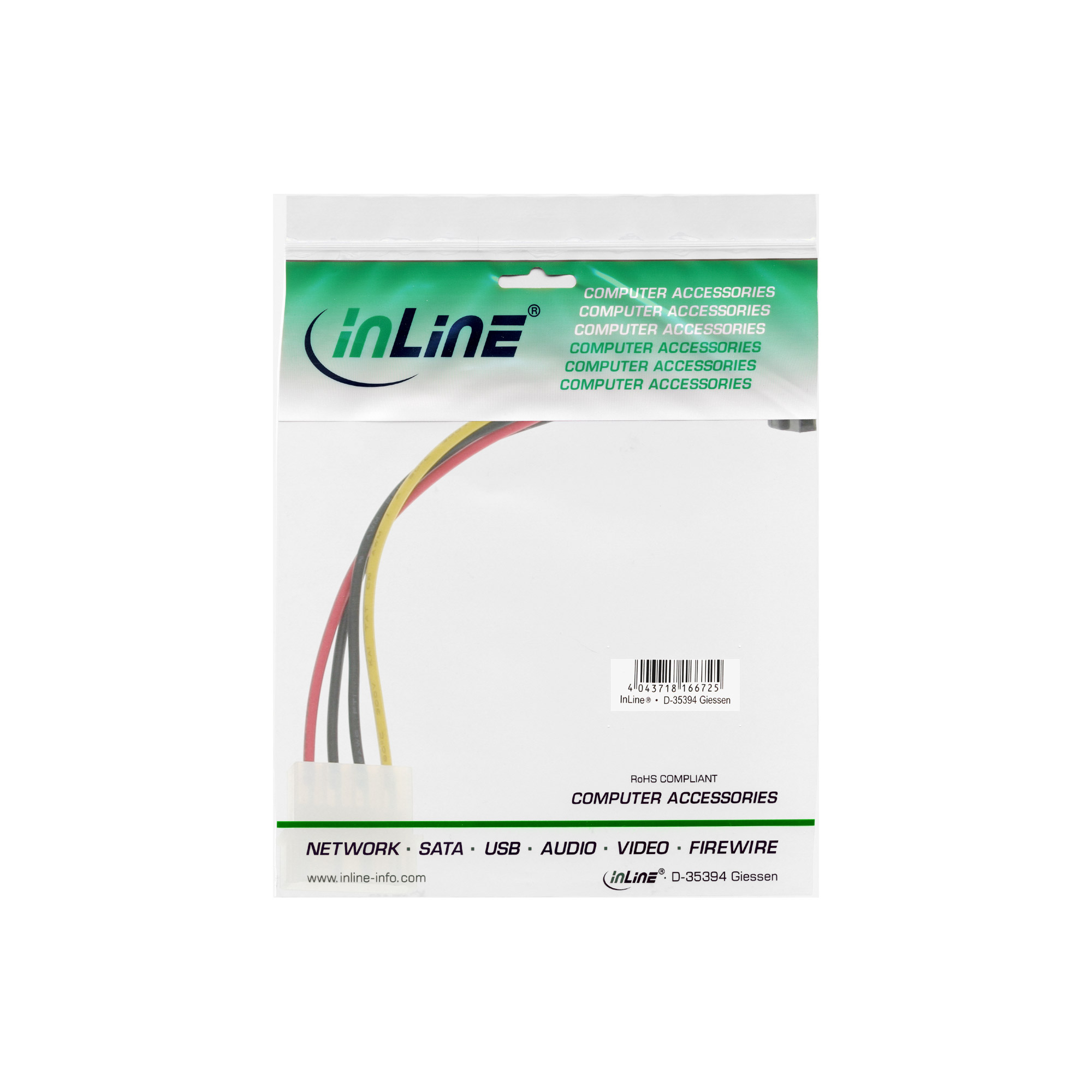 Inline® SATA Stromadap.-Kab, 1x 13,34cm (5,25") BU/15pol SATA ST, nach o. abgew.