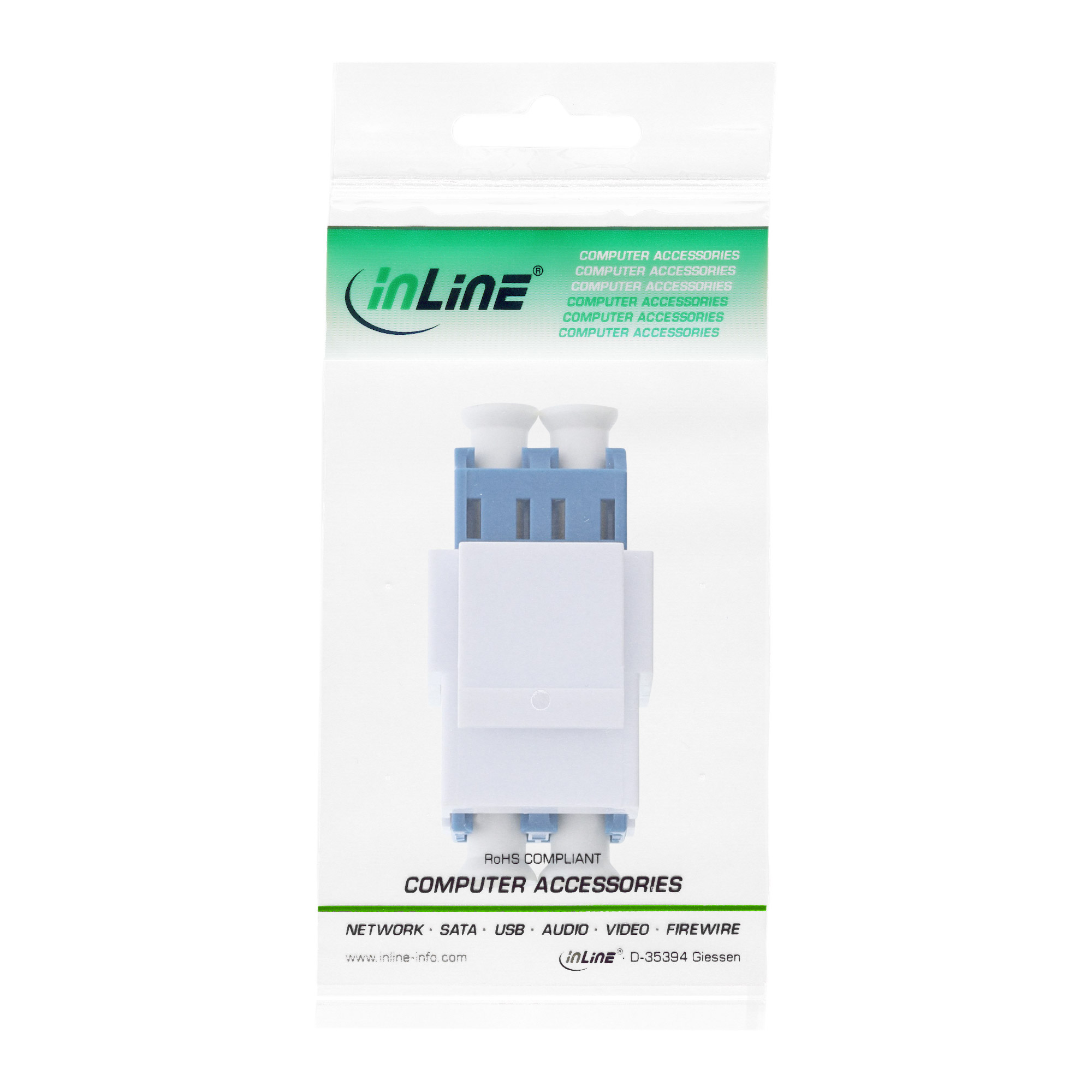 Inline® LWL Keystone Snap-in Kupplung weiß, Duplex LC/LC, SM, blau, Keramikhülse