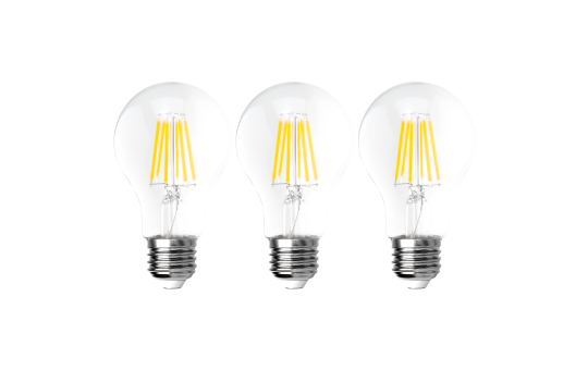 LED Filament Set McShine, 3x Glühlampe, E27, 8W, 1055lm, warmweiß, klar