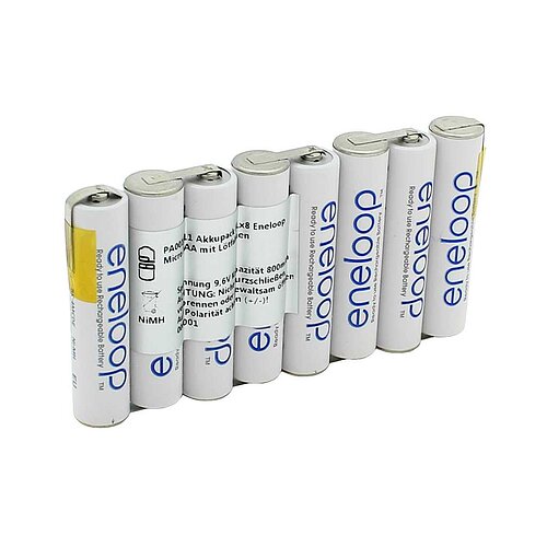 Akkupack NiMH 9,6V 800mAh F1x8 Eneloop Micro AAA mit Lötfahnen Akkupack NiMH 9,6V 800mAh F1x8 Eneloop Micro AAA mit Lötfahnen