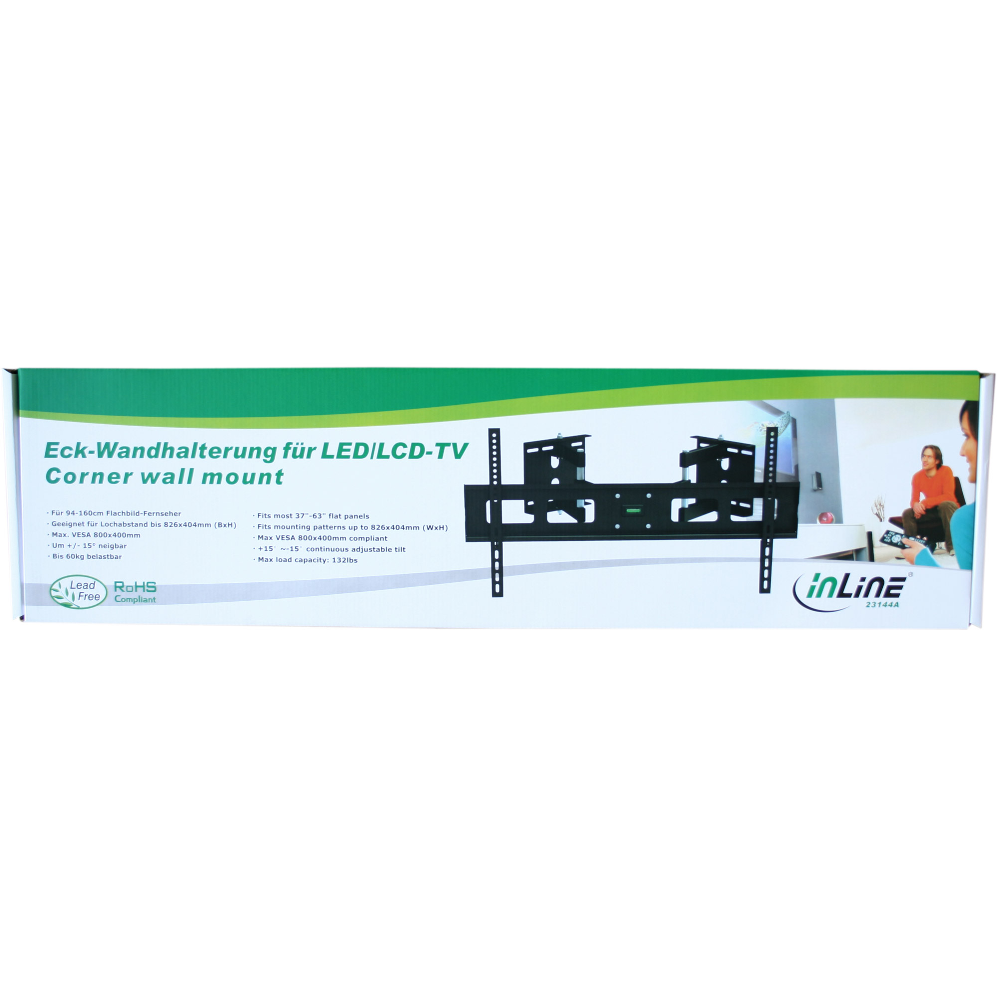 Inline® Eck-Wandhalterung, für LED/LCD/Plasma, 94-160cm (37-63"), bis 60kg