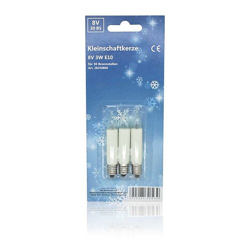 Kleinschaftkerze 8V 3W E10 3er-Blister